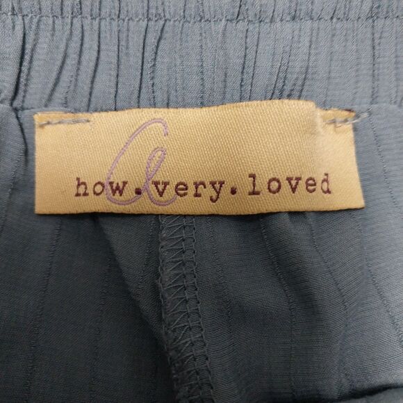 How Very Loved skirt Womens Medium blue gray mini swing embroidered stripes Y2K - Picture 2 of 5